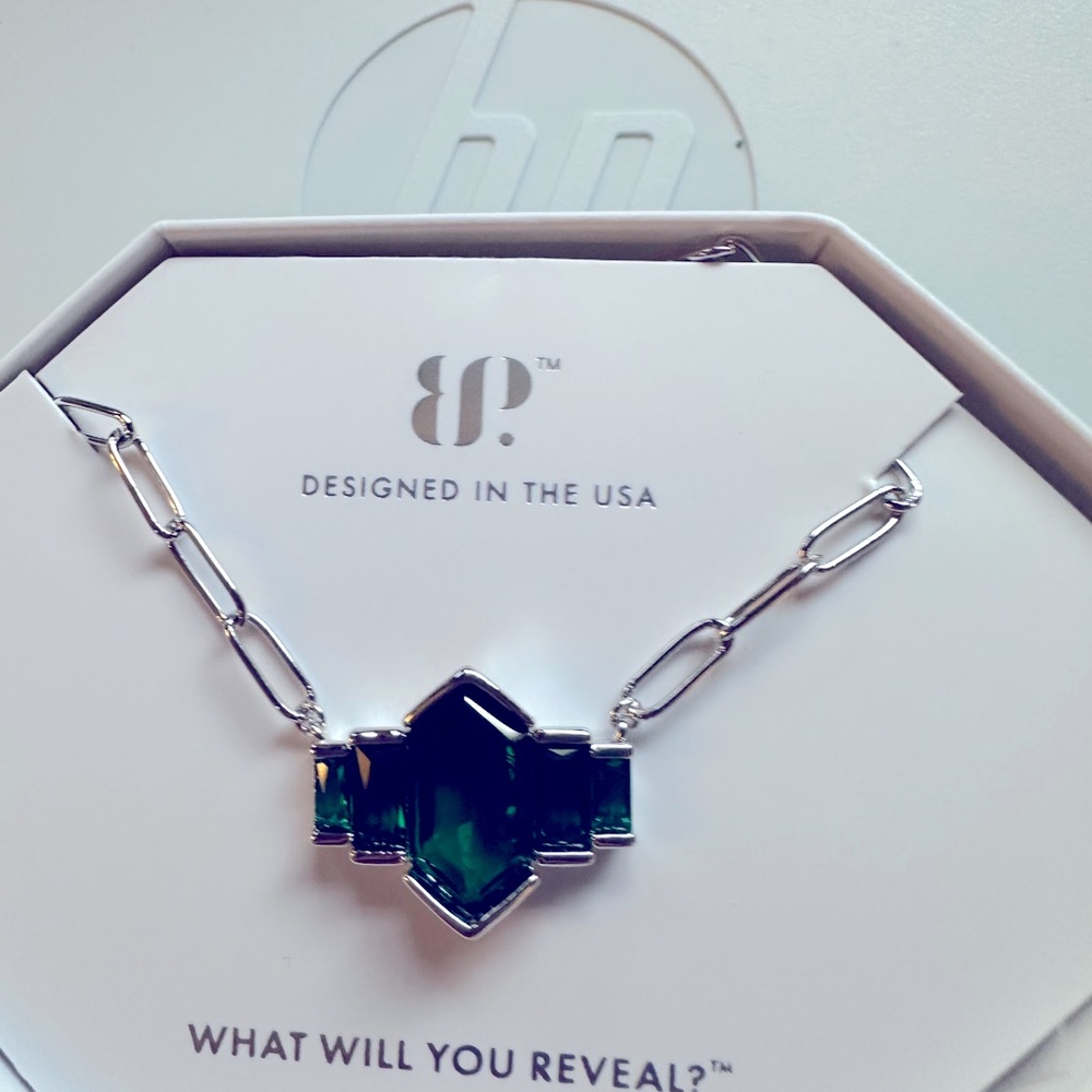 Bomb party may 2025 Elegant Silver and emerald Necklace